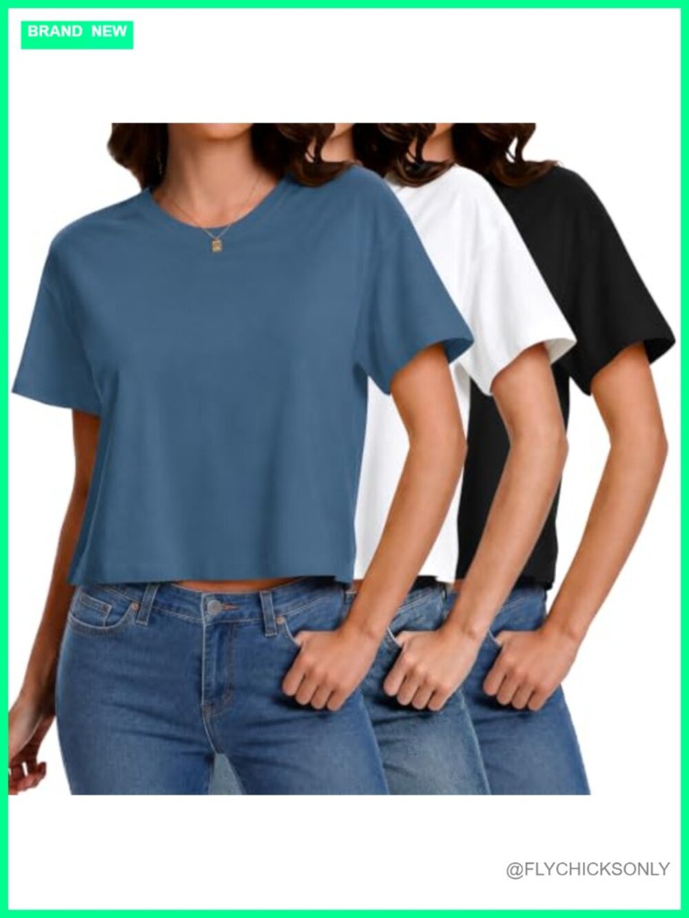 100% Cotton Cropped Boxy Tee Short Sleeve Crewneck Basic Summer Top